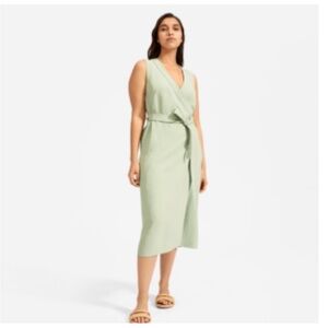 Everlane Japanese GoWeave Sleeveless Mint Green Midi Wrap dress - size 6